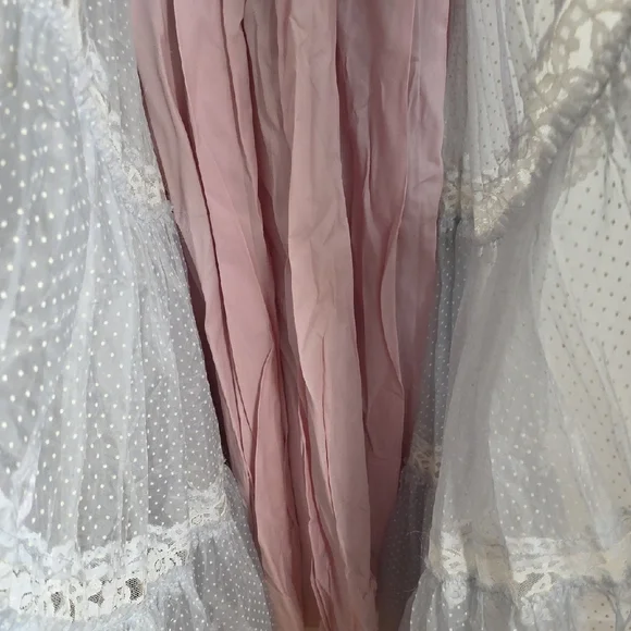 Elegant Lace Trimmed Maxi Dress VINTAGE, PROM , HIPPIE BOHO - Picture 4 of 11